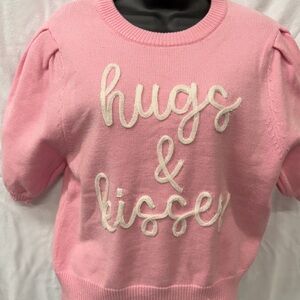 Avara Boutique Pink 'Hugs & Kisses' Sweater M NWT